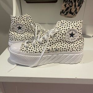 Converse Women's White and Black Platform High-Top Sneakers